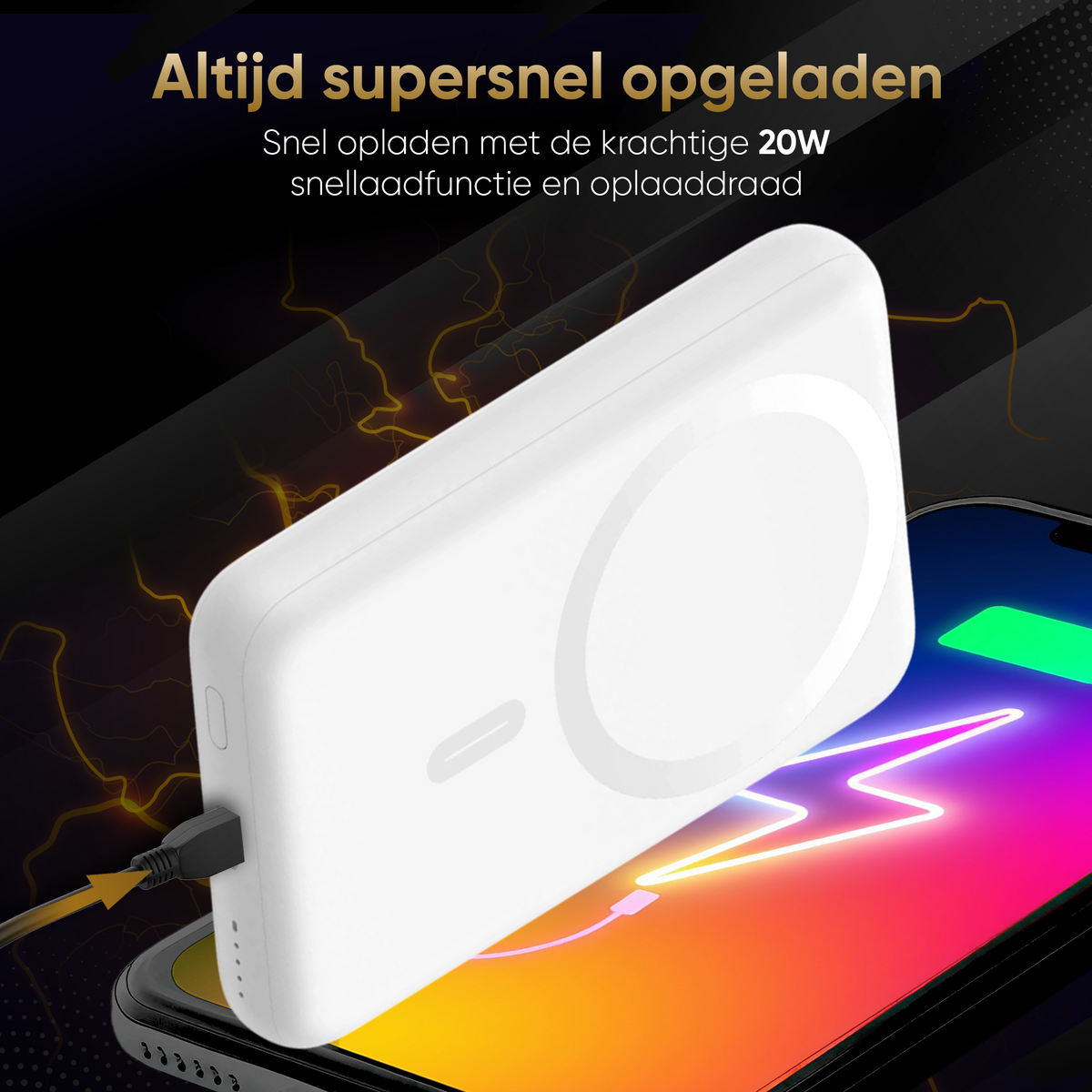 Golden Sound Powerbank 10.000 mAh - Geschikt voor MagSafe systeem - Wit