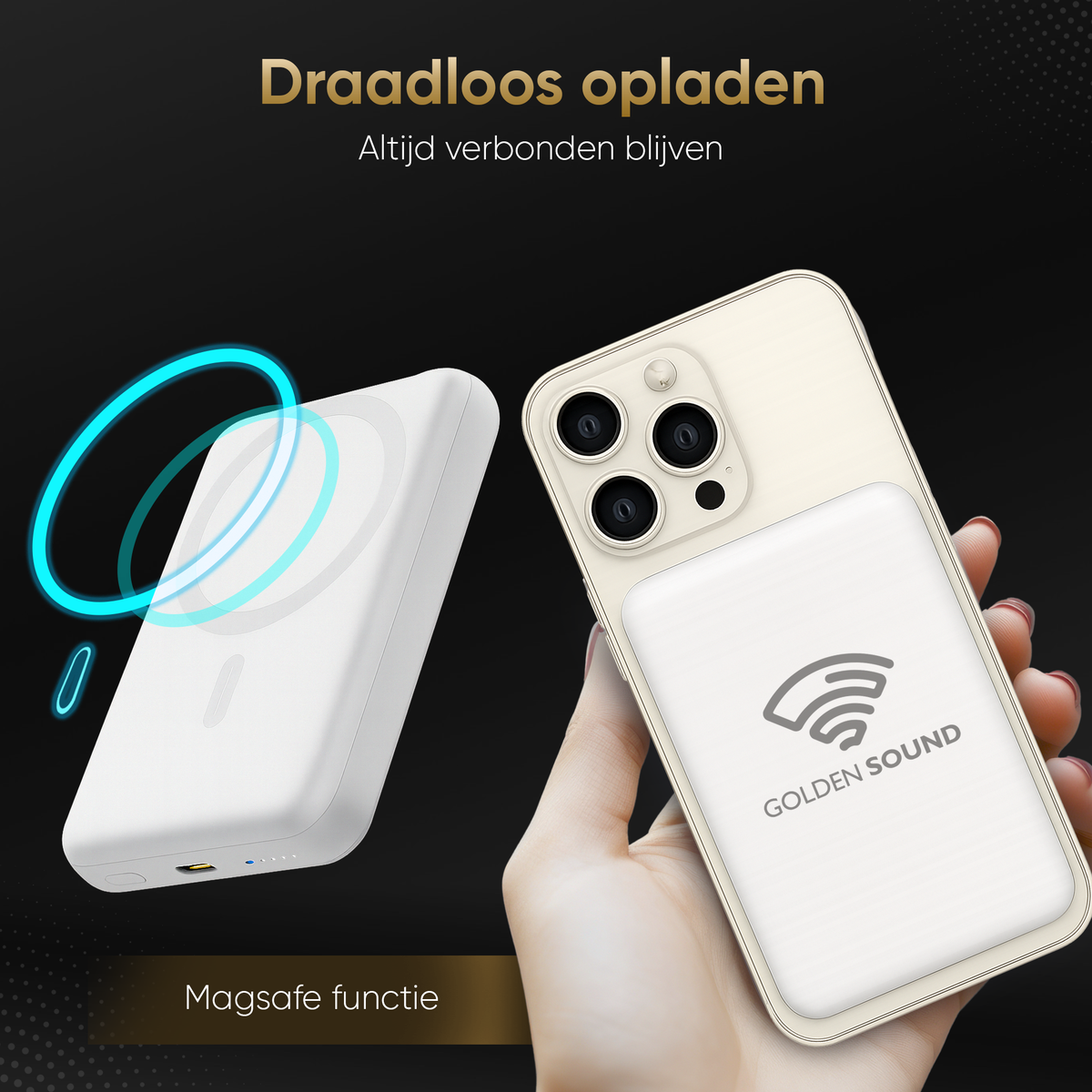 Golden Sound Powerbank 10.000 mAh - Geschikt voor MagSafe systeem - Wit