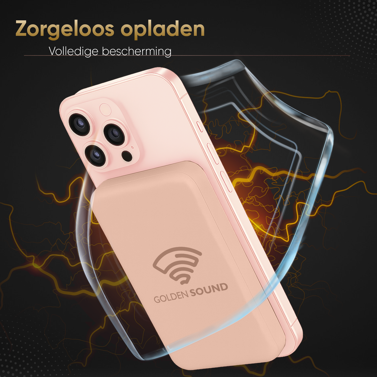 Golden Sound Powerbank 10.000 mAh - Geschikt voor MagSafe systeem - Roze