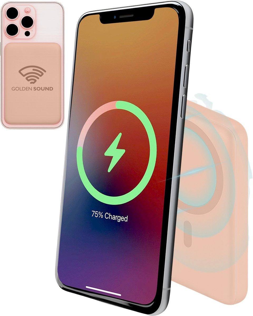 Golden Sound Powerbank 10.000 mAh - Geschikt voor MagSafe systeem - Roze